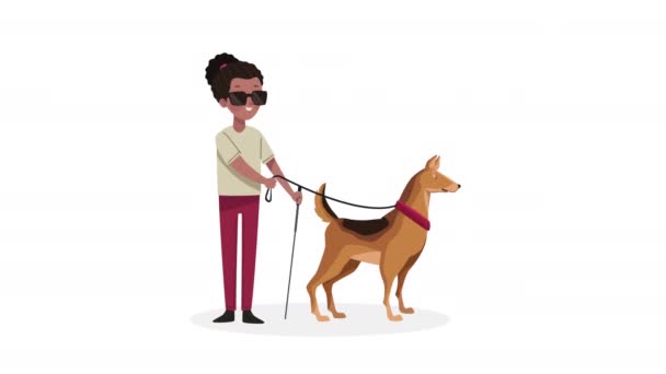 Ślepa Kobieta Niepełnosprawność Postać Wideo Animowane — Wideo stockowe