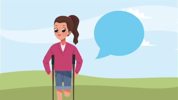 Invalidní Žena Berlích Charakter Video Animované — Stock video