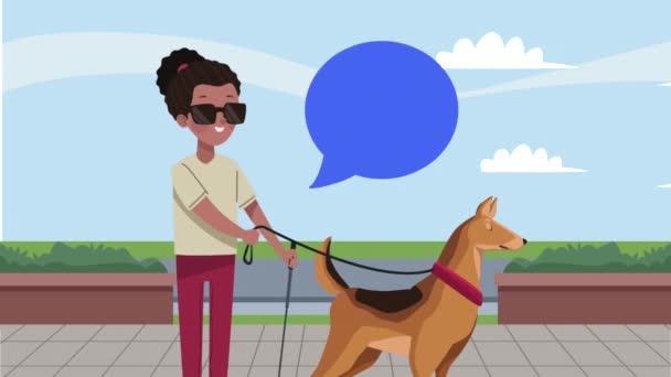 Ślepa Kobieta Niepełnosprawność Postać Wideo Animowane — Wideo stockowe