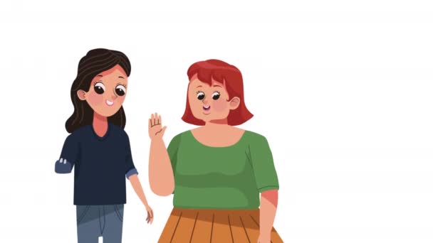 Cojo Grandes Mujeres Personajes Video Animado — Vídeo de stock