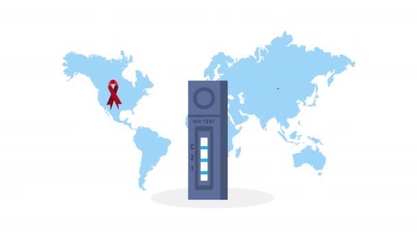 Aids Ribbons Campaign Earth Video Animated — Stock Video
