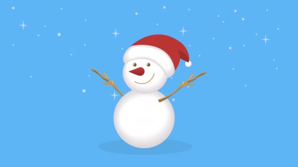 Karácsony Hóember Mikulás Kalap Videó Animált — Stock videók