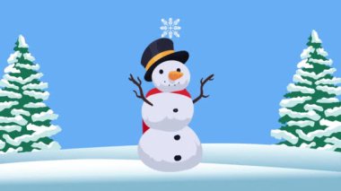 Kar taneli Noel Kardan Adam, 4k video animasyonu