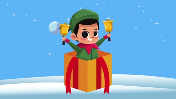 Mały Elf Gra Dzwonki Animacja Animacja Wideo — Wideo stockowe