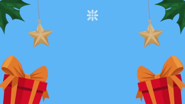 Щасливі Веселі Різдвяні Подарунки Анімація Відео Анімовані — стокове відео