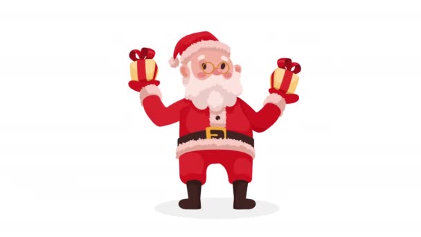 Santa Claus Con Regalos Animación Personajes Video Animado — Vídeo de stock
