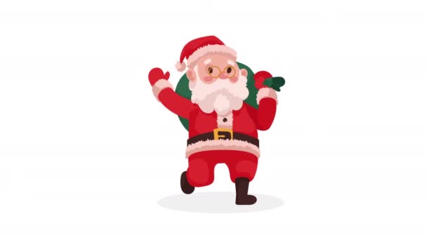 Санта Клаус Подарками Мешок Анимации Персонаж Видео Анимированы — стоковое видео