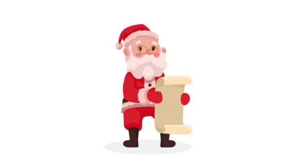 Santa Claus Lectura Regalos Lista Animación Video Animado — Vídeo de stock