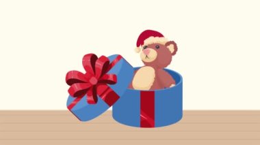 Mutlu noel ayıcıkları hediye, 4k video animasyonu