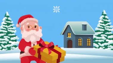 Hediye animasyonlu Noel Baba, 4k video animasyonu
