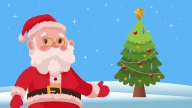 Noel Baba ayakta karakter animasyonu, 4k video animasyonu