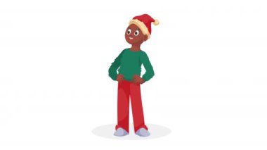Afro adam Noel karakterini kutluyor, 4k video animasyonu