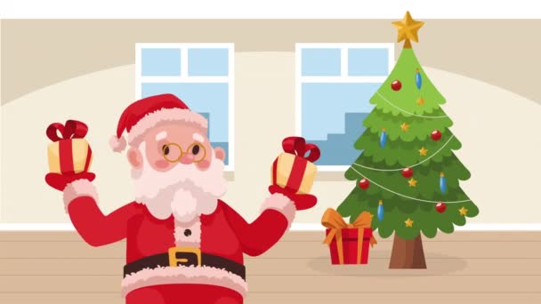 Santa Claus Con Regalos Animación Personajes Video Animado — Vídeo de stock