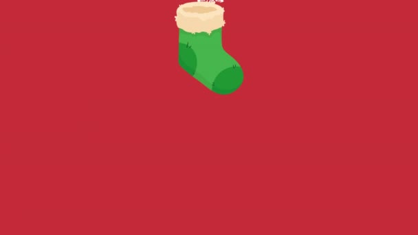 Frohe Weihnachten Socken Muster Animation Video Animiert — Stockvideo