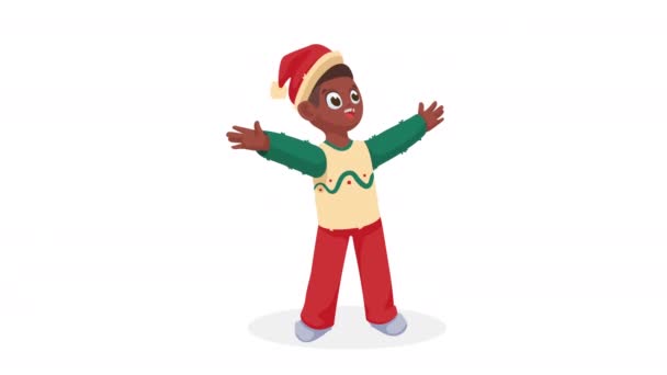 Afro Hombre Celebrando Carácter Navidad Video Animado — Vídeo de stock