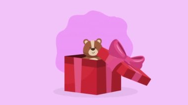 Hediyelik animasyondaki sevimli oyuncak ayı, 4k video animasyonu