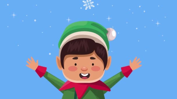 Malý Elf Slaví Animace Postav Video Animovaný — Stock video