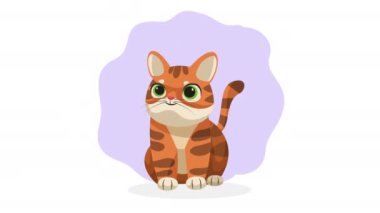 Sevimli küçük kedi maskotu animasyonu, 4k video animasyonu