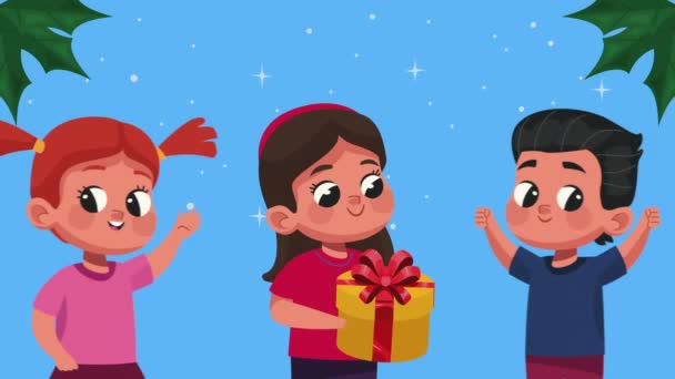 Niños Pequeños Celebrando Animación Personajes Video Animado — Vídeo de stock