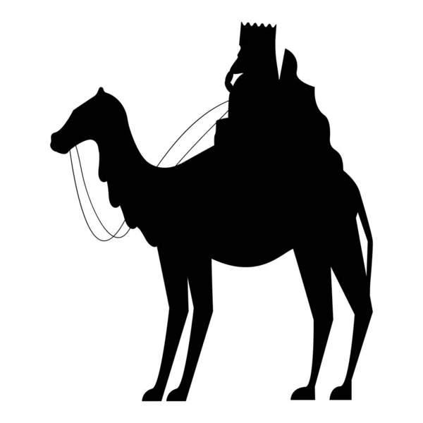 Caspar Wise Man Camel Silhouette Icon — Stock Vector