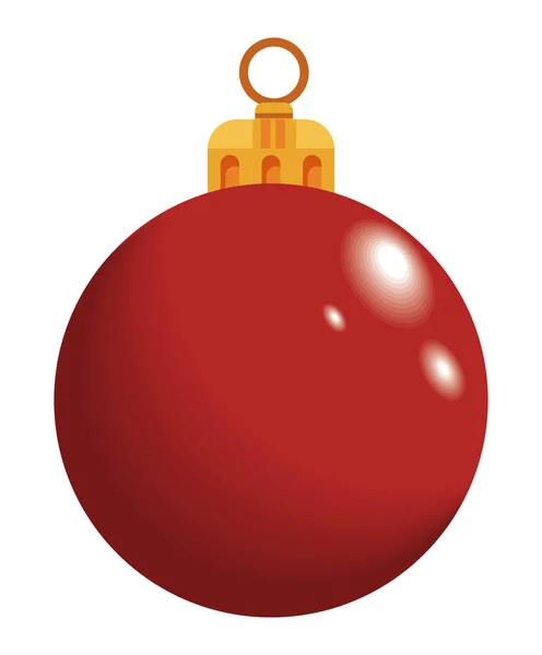 Röd Christmas Ball Dekoration Ikon — Stock vektor