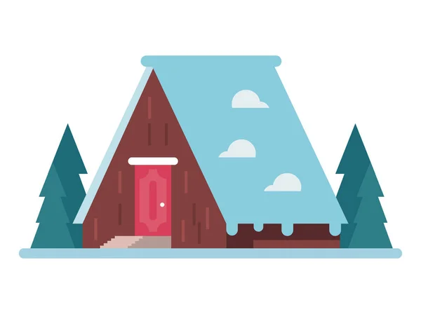 Triangular House Snow Scene — Stock Vector