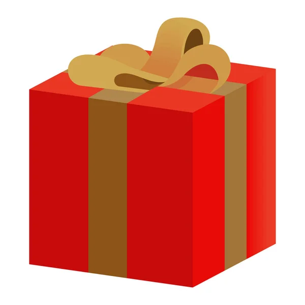 Red Christmas Gift Box Icon — Stock Vector