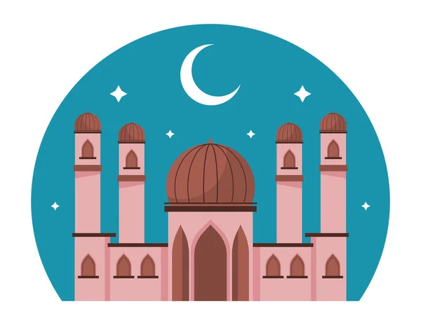 Мусульманская Мечеть Иконой Луны — стоковый вектор