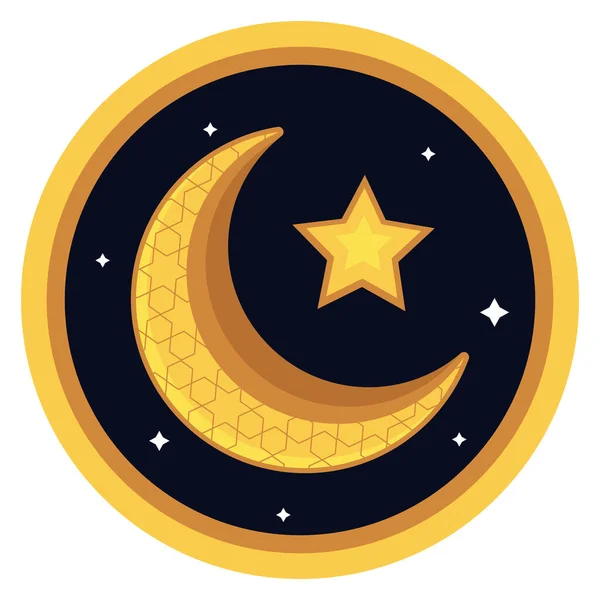 stock vector crescent moon and star emblem