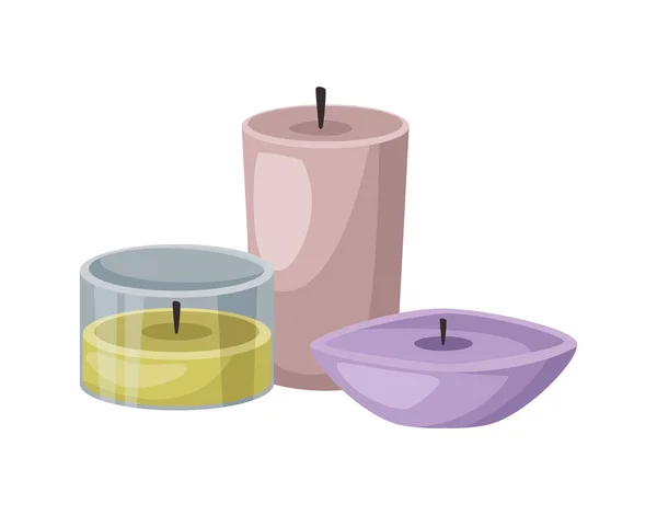 Three Spa Candles Wax Icon — Stock Vector
