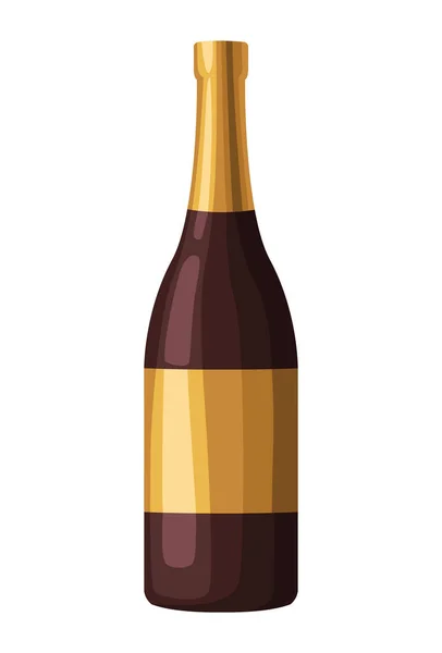 Golden Champagne Bottle Celebration Isolated Icon — Stock Vector