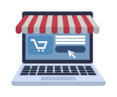 ekommerce teknik simgesine sahip dizüstü bilgisayar