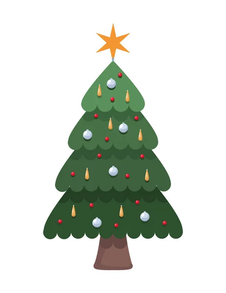 Árvore Natal Com Bolas Penduradas Decoração —  Vetores de Stock