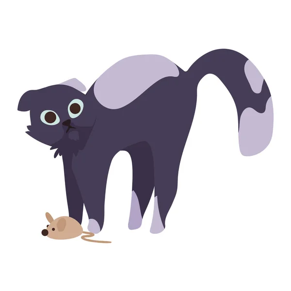 可愛い猫とネズミのキャラクター — ストックベクタ