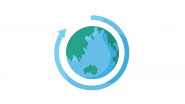 Dünya Gezegeni Dünya geri dönüşüm okları animasyonu, 4k video animasyonu