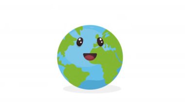 Planet Earth karakter ekoloji animasyonu, 4k video animasyonu