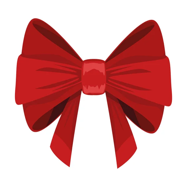Christmas Red Ribbon Decoration Icon — Stock Vector