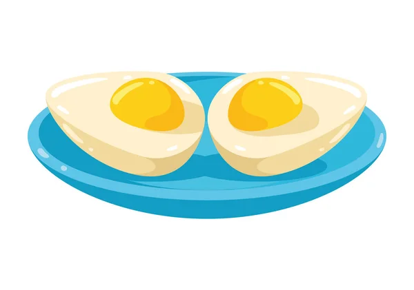 Яйця Зварені Тарілці Значок — стоковий вектор