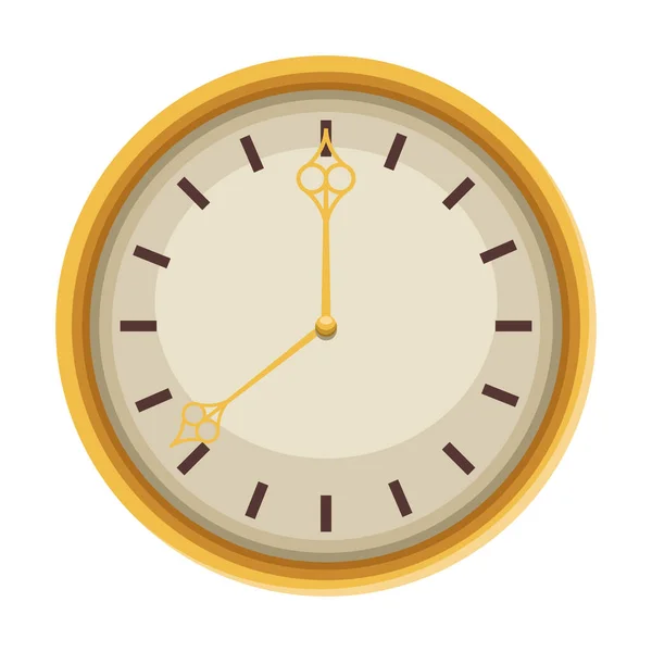 Gouden Tijd Klok Horloge Geïsoleerde Pictogram — Stockvector