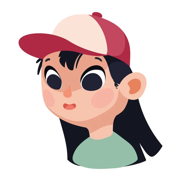 Νεαρό Κορίτσι Που Φοράει Καπέλο Χαρακτήρα — Διανυσματικό Αρχείο