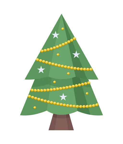 Karácsonyfa Koszorúkkal Díszítve — Stock Vector