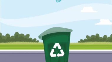 geri dönüşüm çöp kutusu ekoloji animasyonu, 4k video animasyonu