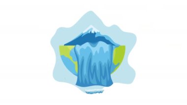 Dünyanın yarısı su düşüşü ekoloji animasyonu, 4k video animasyonu