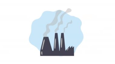Fabrika endüstrisi çevre kirliliği animasyonu, 4k video animasyonu