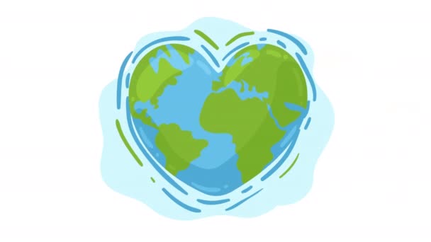 Earth Planet Heart Ecology Animation Video Animated — Stock Video