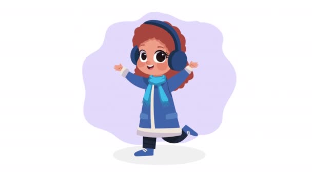 冬服を着た女の子4Kビデオアニメ — ストック動画