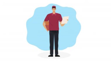 sipariş animasyonu ile servis elemanı, 4k video animasyonu