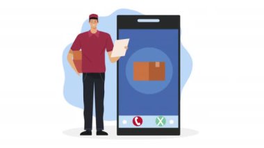 akıllı telefondan dağıtım işçisi, 4k video animasyonu