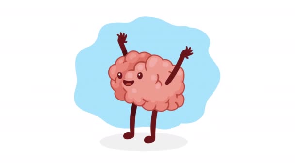 漫画のキャラクター4Kビデオアニメを祝う脳の器官 — ストック動画