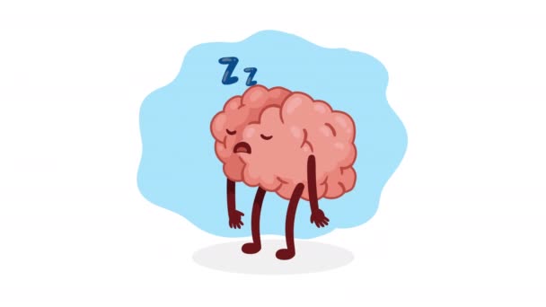 Creier Organ Dormit Personaj Comic Video Animat — Videoclip de stoc